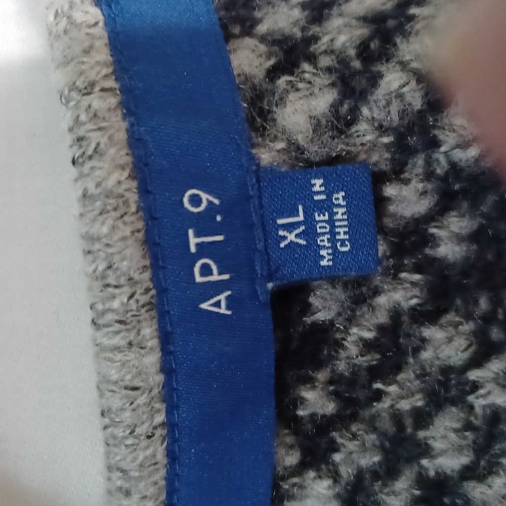Apt, 9 Long Cardigan Sweater Gray and Navy Plaid Size‎ XL - Picture 7 of 9